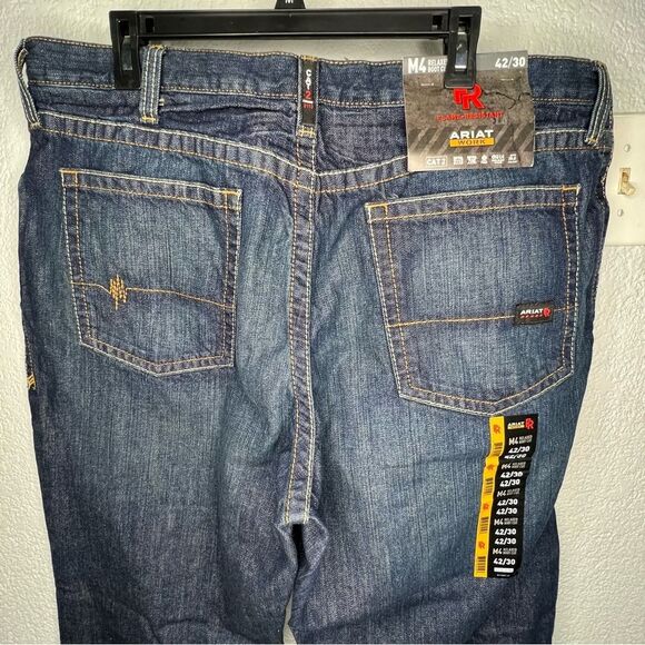 New! Ariat Work Flame Resistant CAT 2 Relaxed Basic Boot Cut Blue Jean Sz 42X30 - Picture 7 of 11